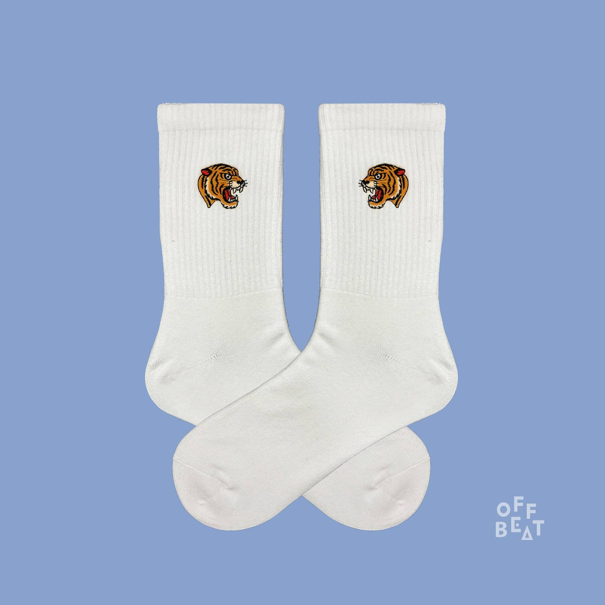Chaussettes brodées tête de tigre