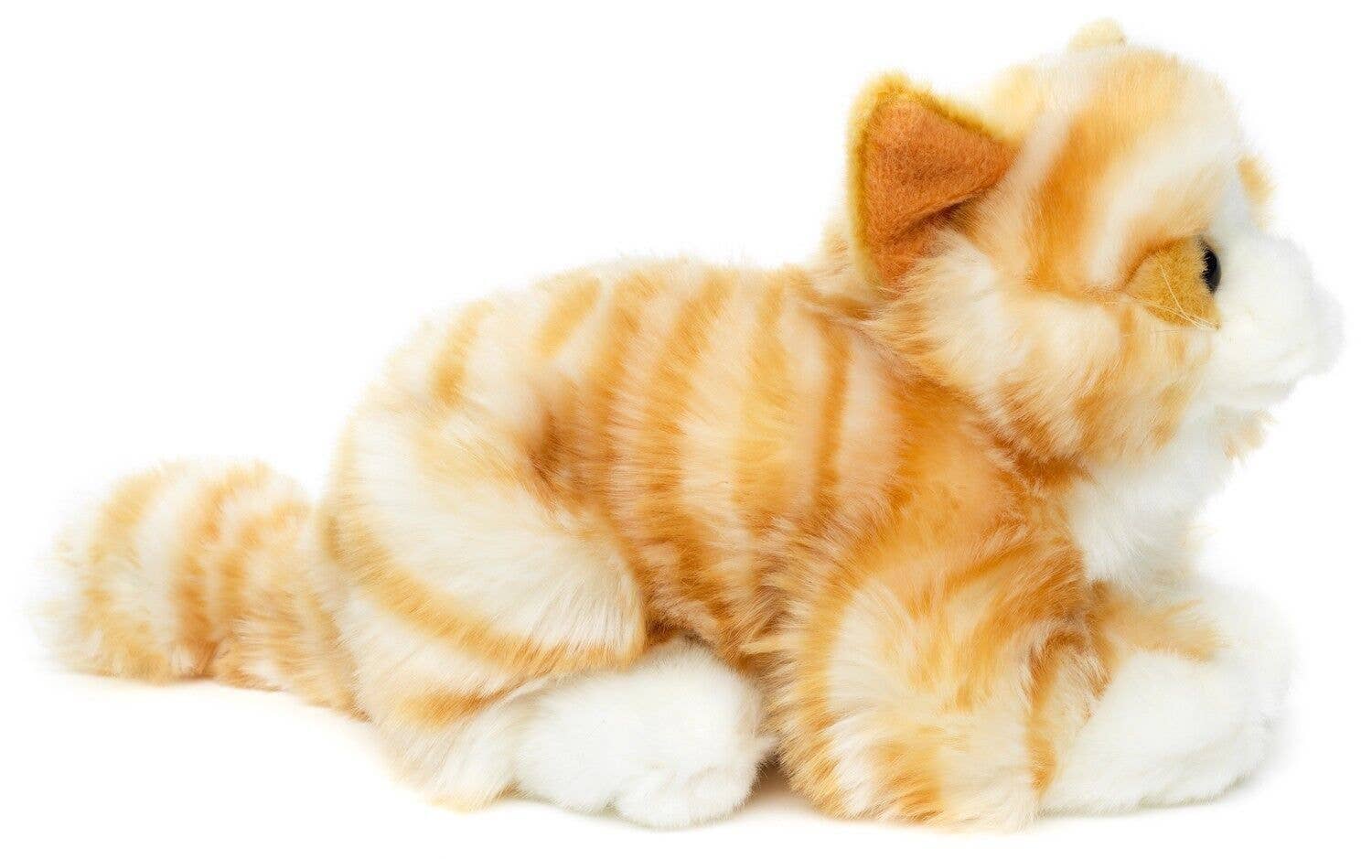 Peluche chat avec son brun couché-blanc Uni Toys