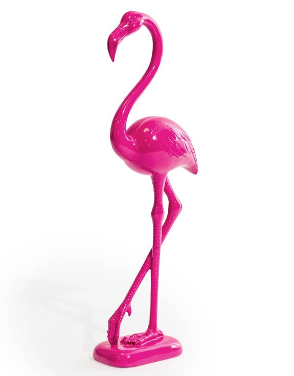 Figurine de flamant rose électrique debout
