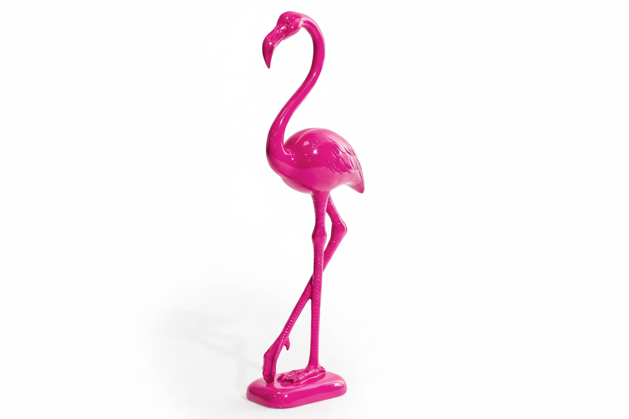 Figurine de flamant rose électrique debout