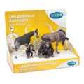 Coffret animaux sauvage (okapi, gnou, chimpanzé et son bébé) Papo - animal sauvage