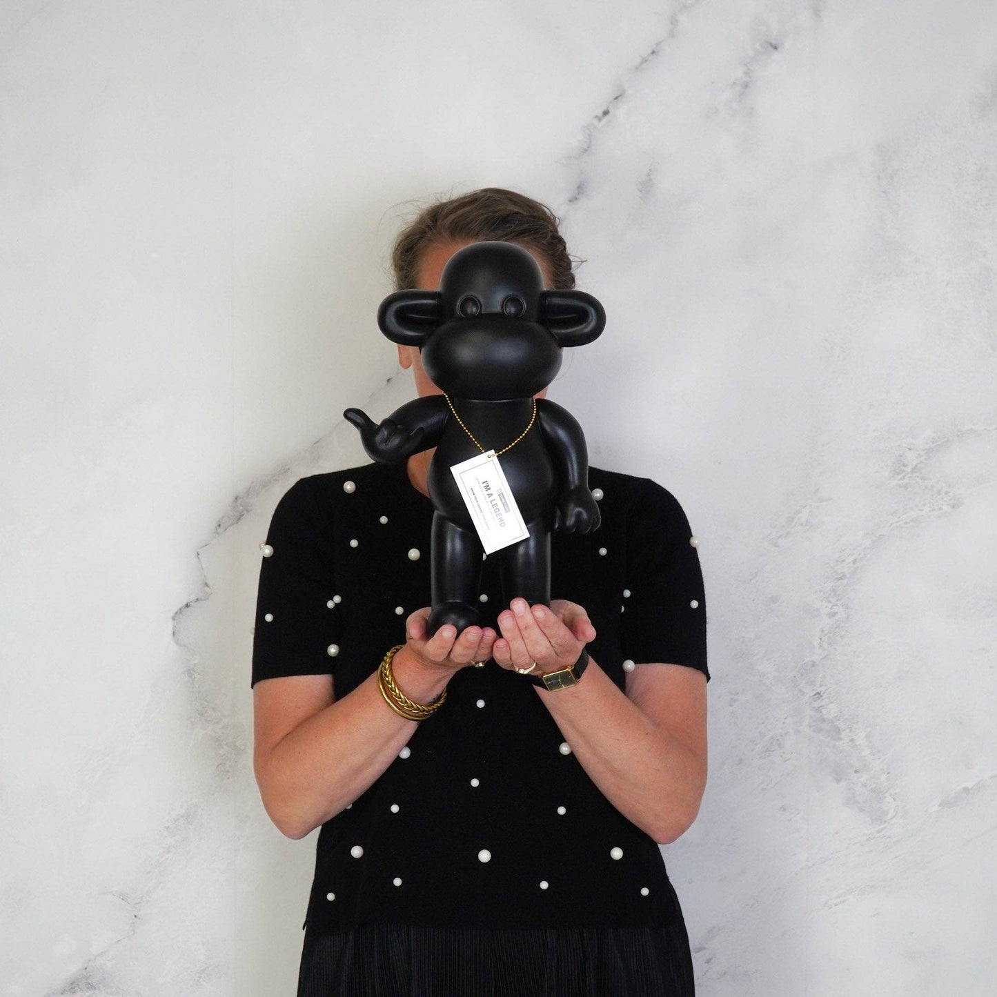 Ornament - Hanging Loose Monkey Figurine 'The Legend' - Polyresin - Black - 20.5x13.5x35cm