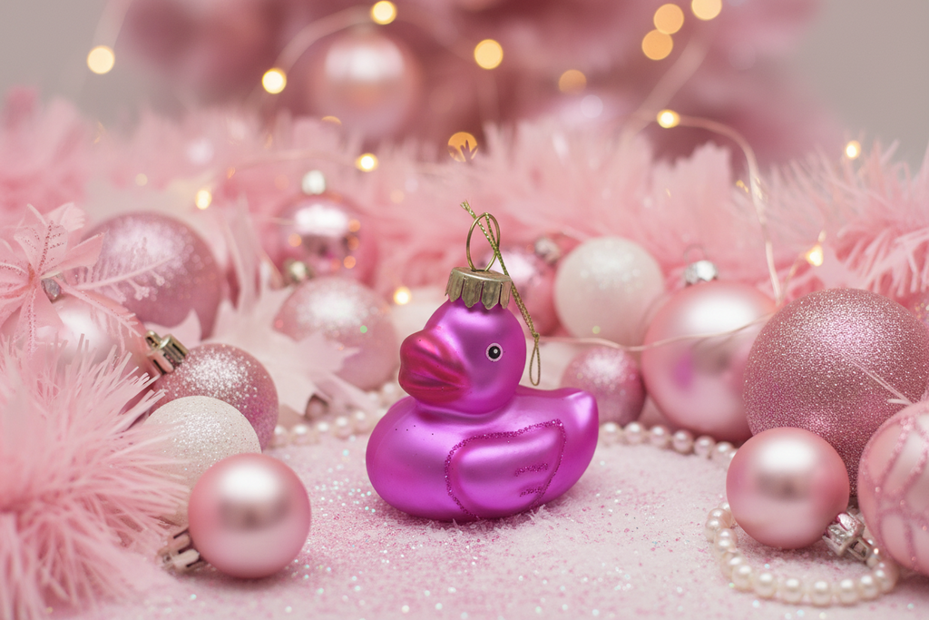 Boule de Noël Canard de Bain Rose – vue produit 3