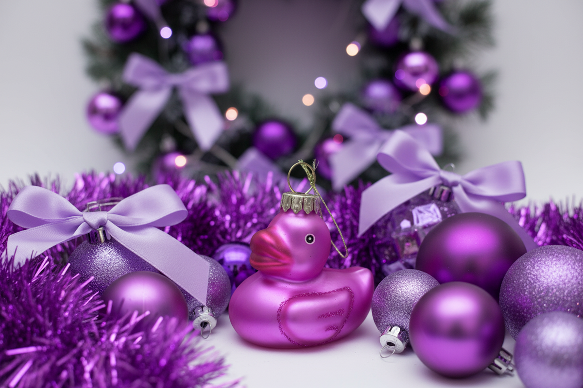 Boule de Noël Canard de Bain Rose – vue produit 4