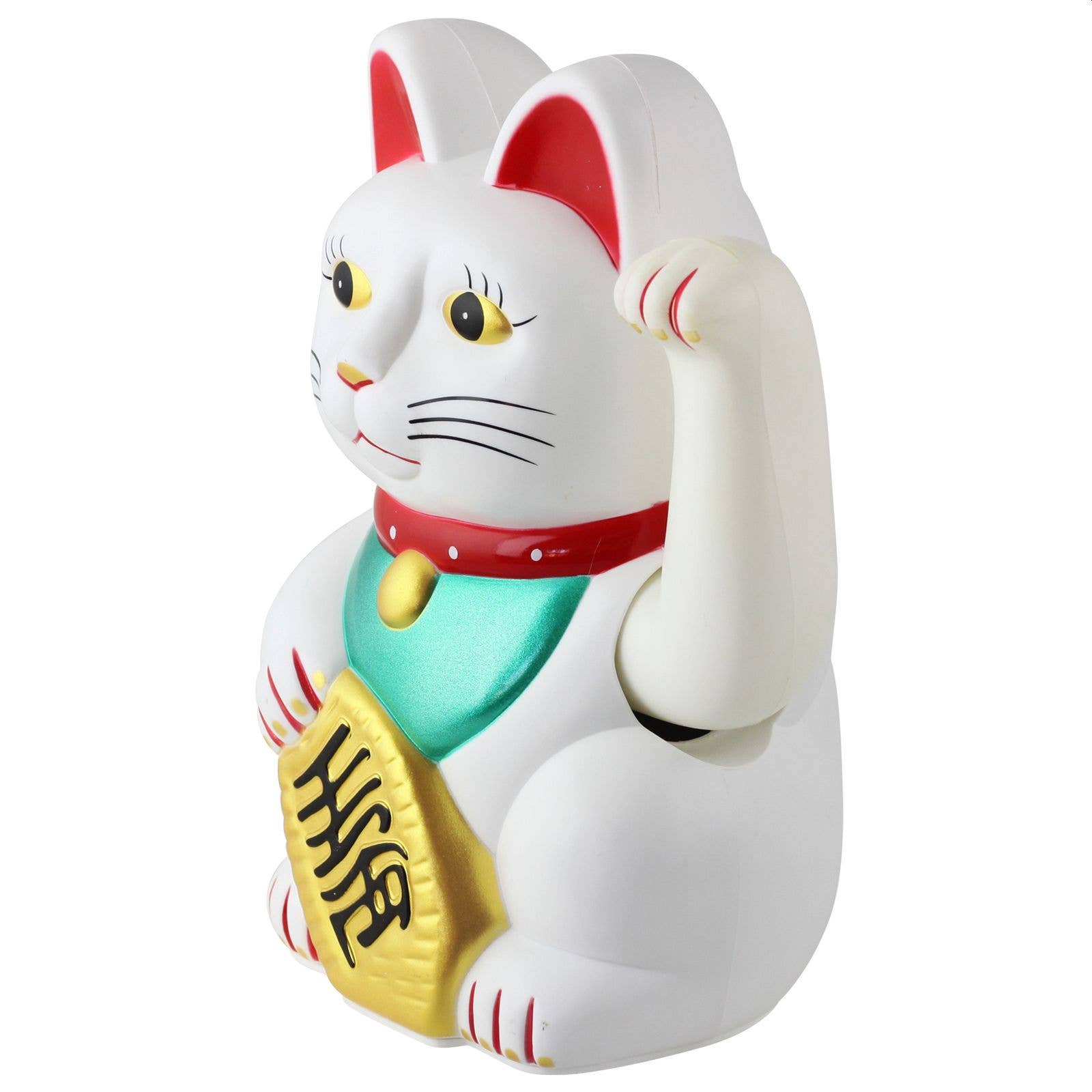 Chat chanceux blanc 18cm