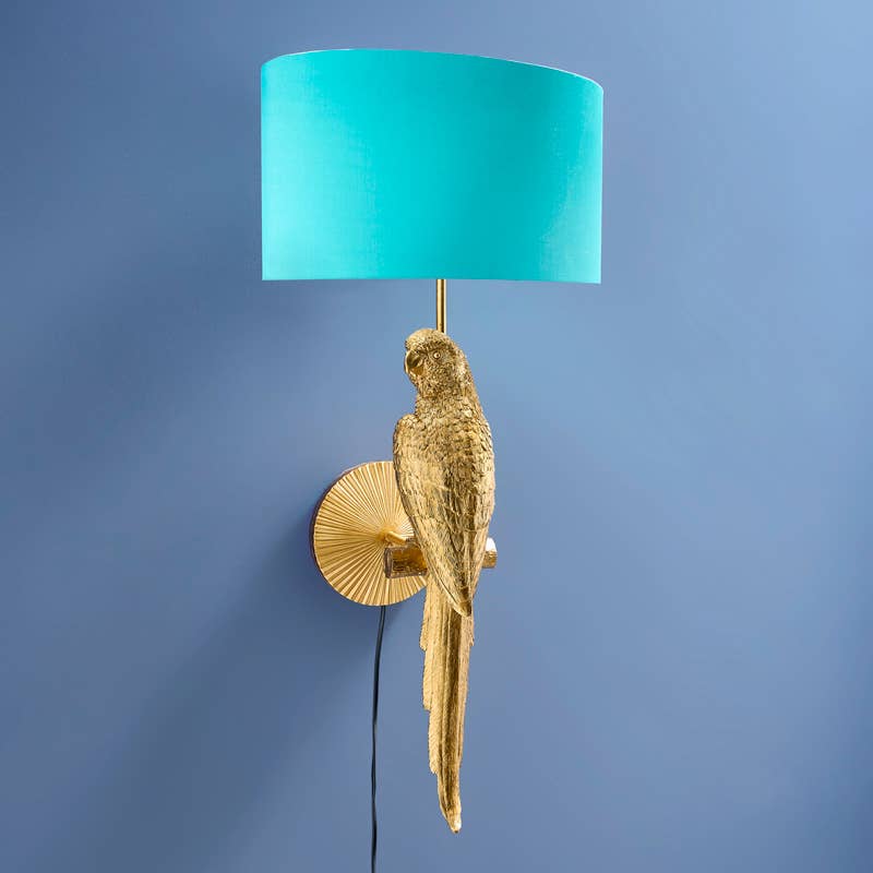 Applique Murale Perroquet Percy, Or/Turquoise