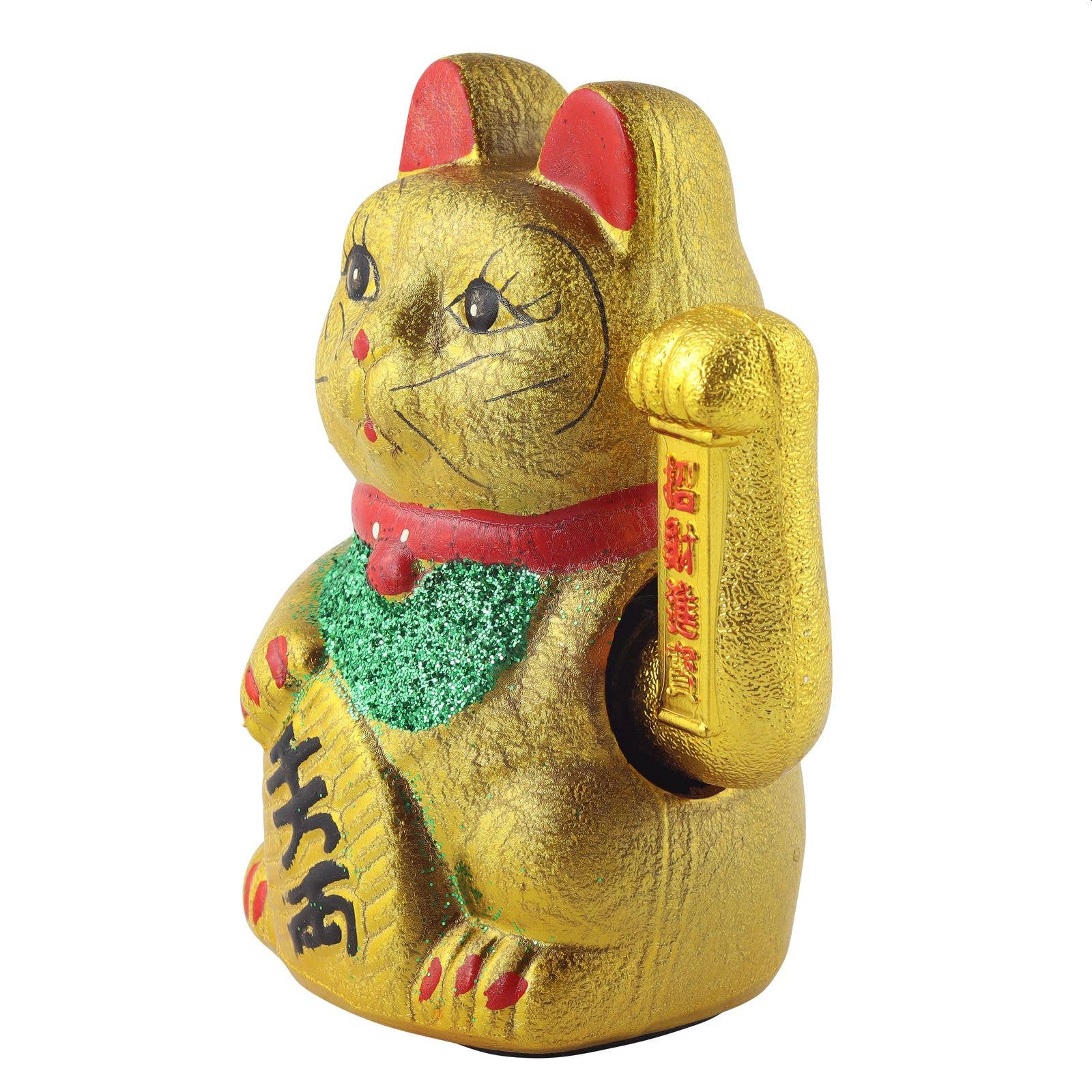 Chat Chanceux doré en céramique 17cm