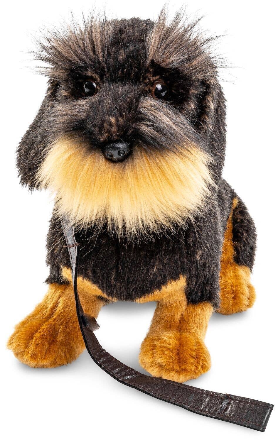 Peluche teckel à poil dur assis avec laisse Uni Toys