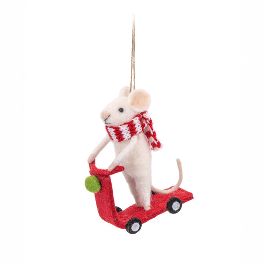 Décoration à suspendre Souris élégante en Trottinette