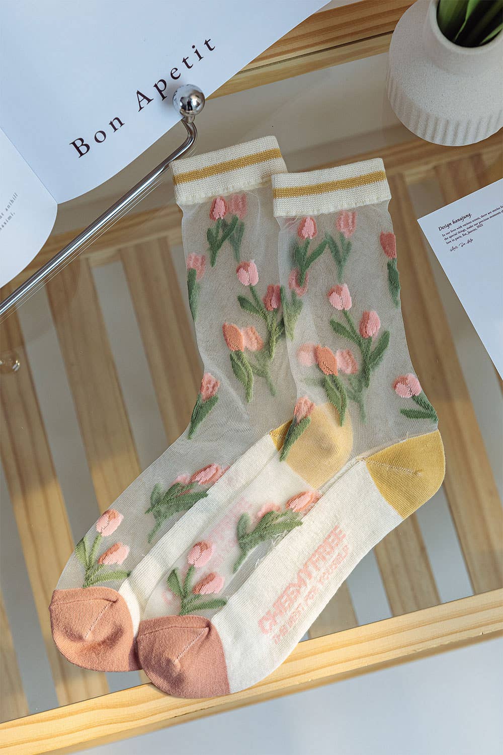 Chaussettes transparentes Tulipes