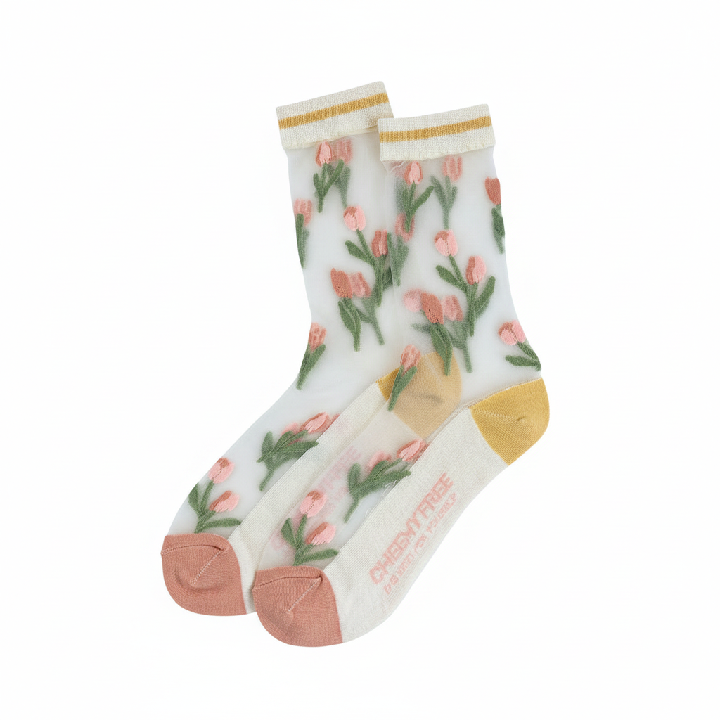 Chaussettes transparentes Tulipes