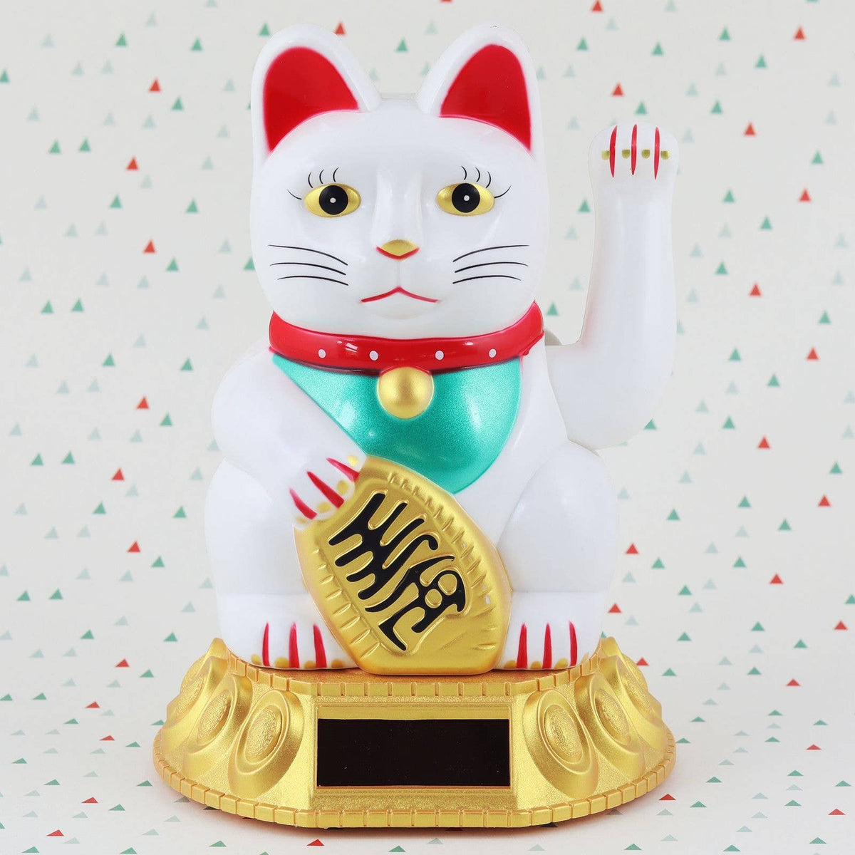 Chat chanceux solaire blanc 18cm