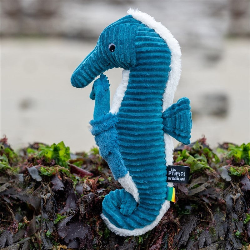 Peluche hippocampe Papadou papa et son bébé bleu – Les Ptipotos – vue 6