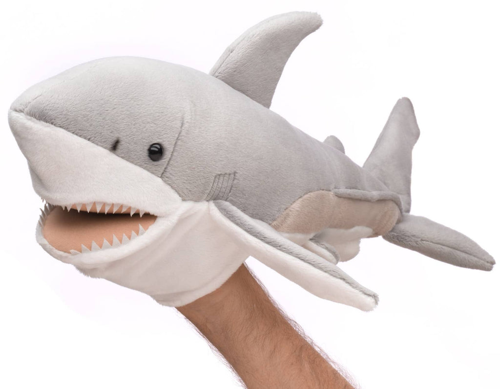 Marionnette Requin Blanc - 50 cm (longueur) - Peluche Uni Toys
