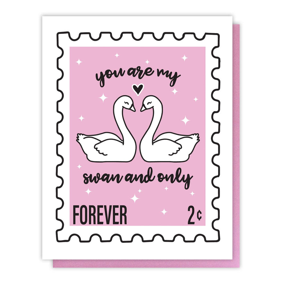 Letterpress Card "Love Swans"