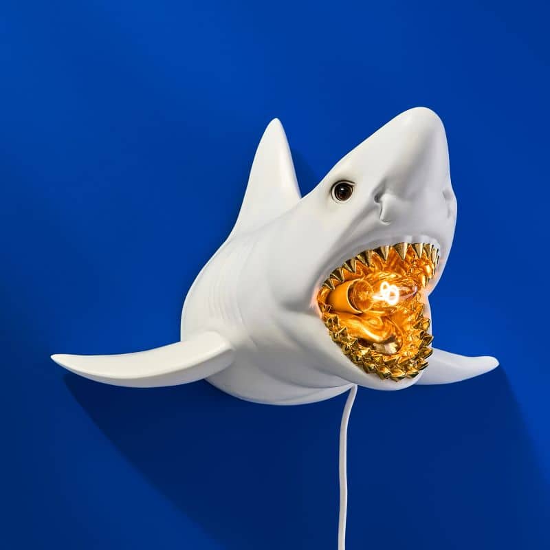 Applique murale Requin Hai Sharky Shark Blanc/Or