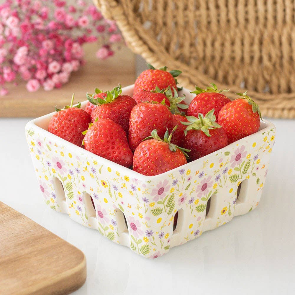 Panier à baies en céramique à motif Canards floral