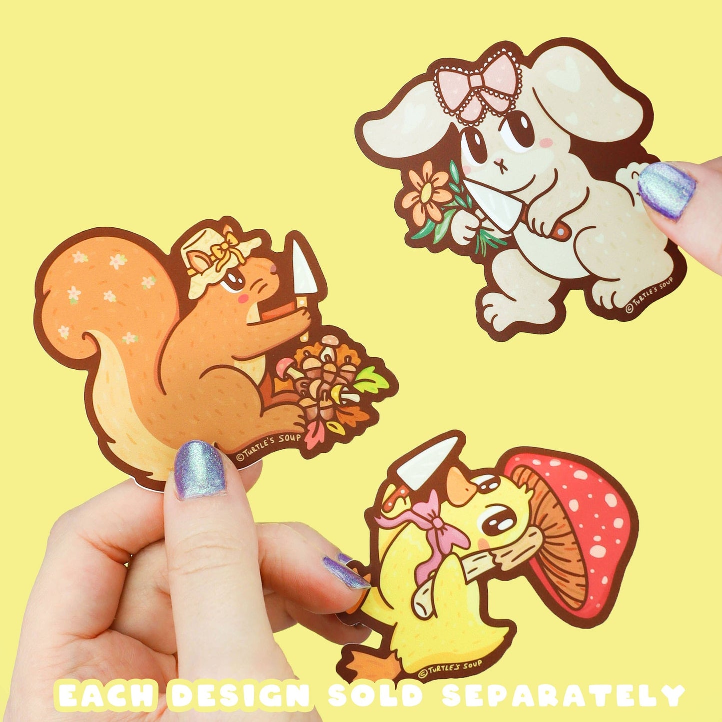 Adesivo Anatra con funghi e coltello