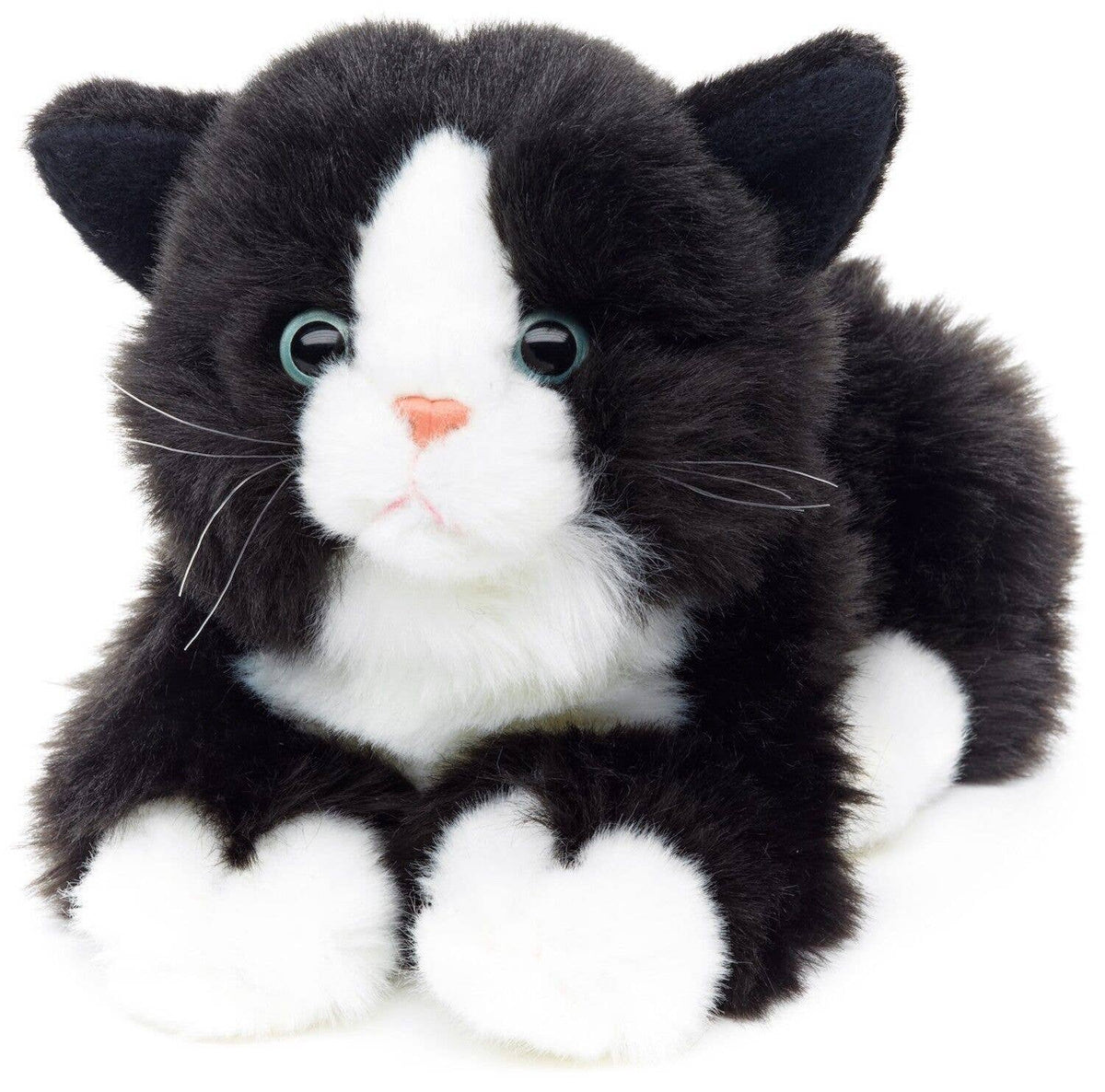 Peluche sonore Chat couché (noir et blanc) Uni Toys