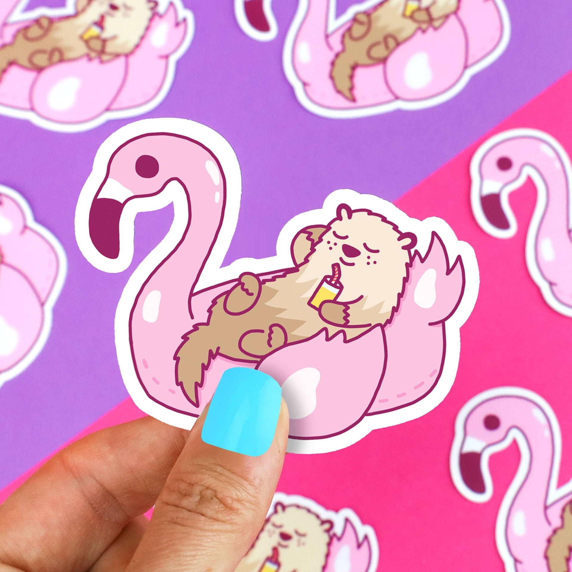 Pool-Party-Otter auf Flamingo-Float Sticker