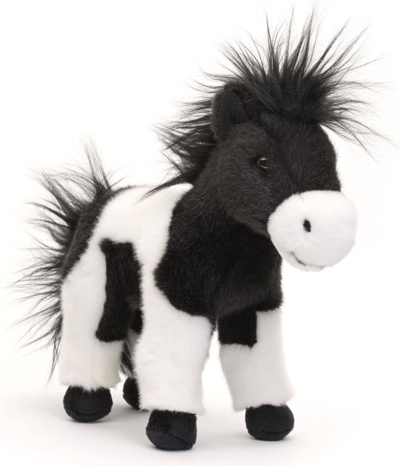 Peluche cheval noir et blanc debout Uni Toys
