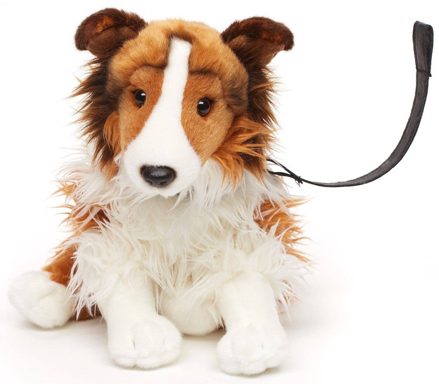 Peluche colley à poil long avec laisse Uni Toys
