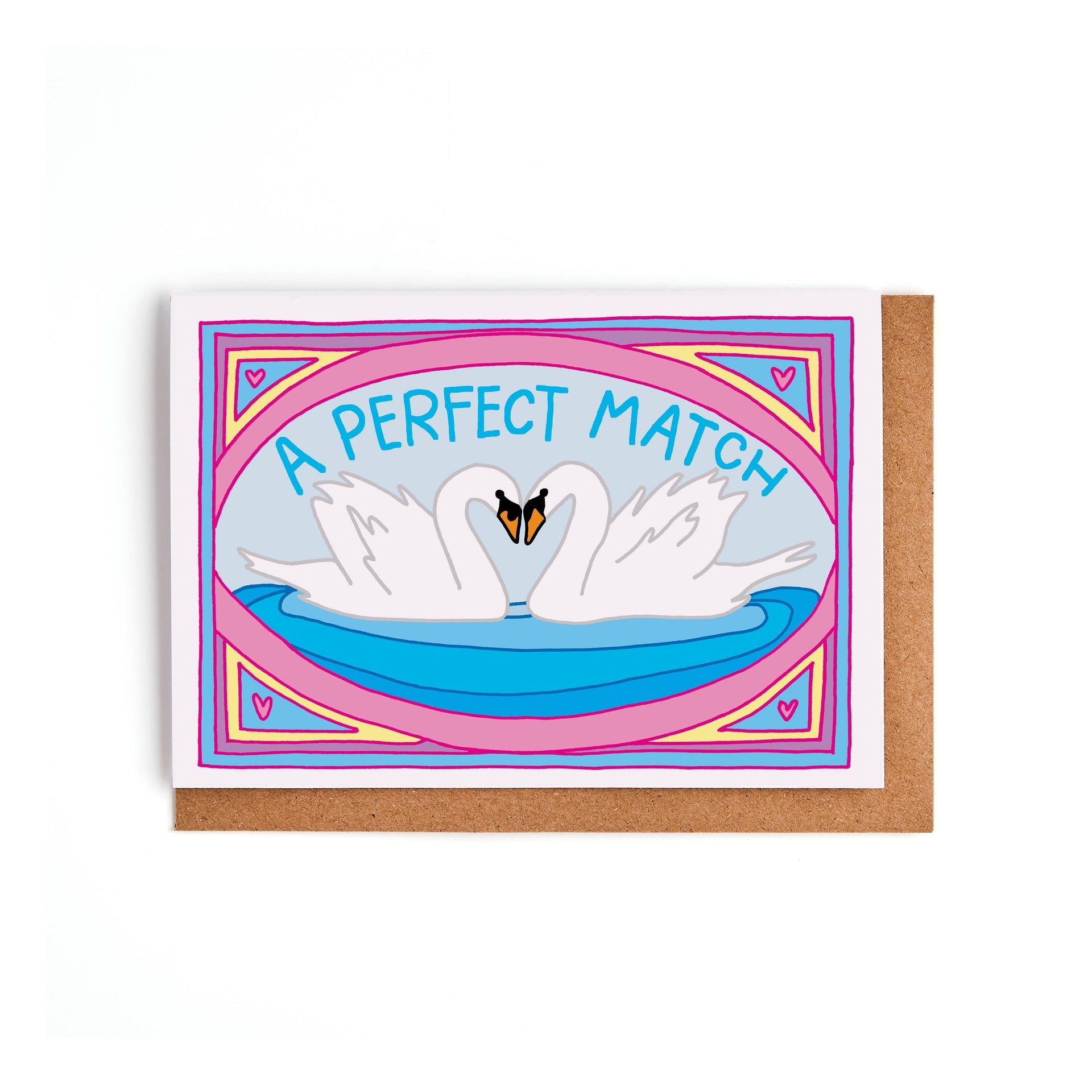 Поздравителна картичка с малки лебеди "A Perfect Match"