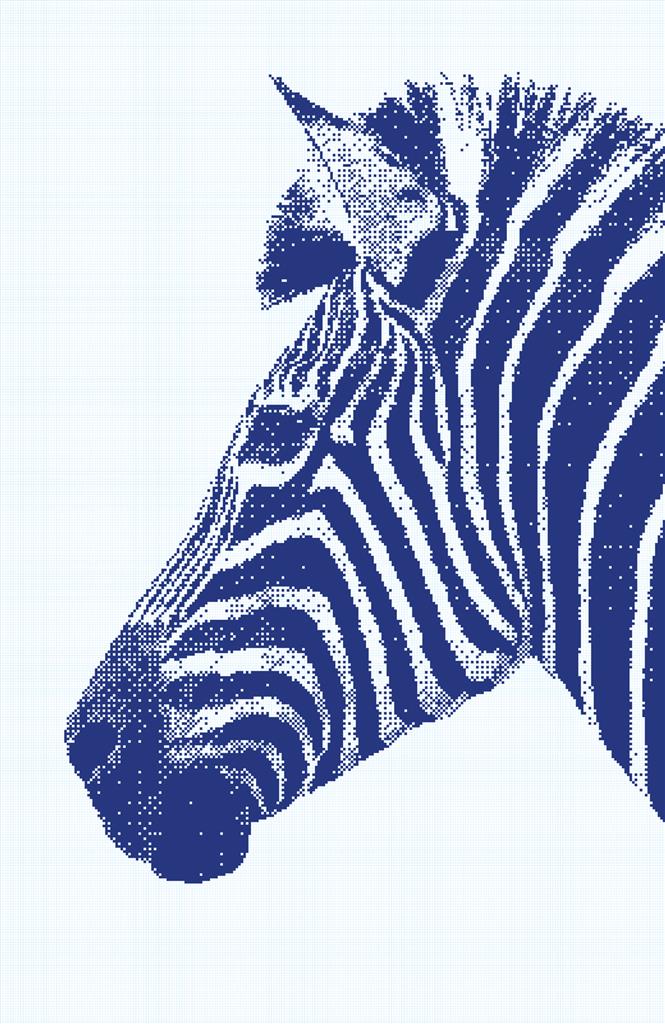 Giant pixel art poster of a zebra's head, perfect for kids' coloring fun and room decoration.