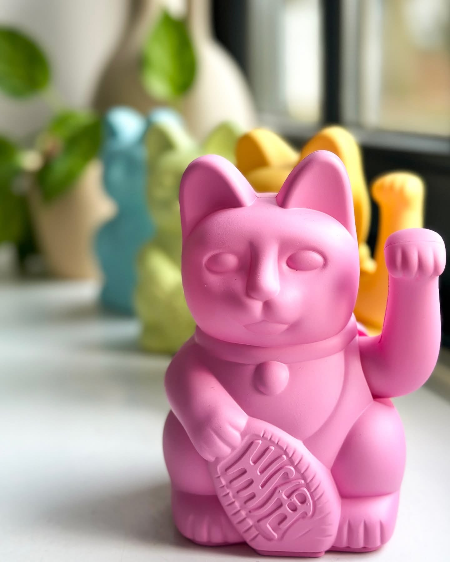 Chat Chanceux Rose Chaud