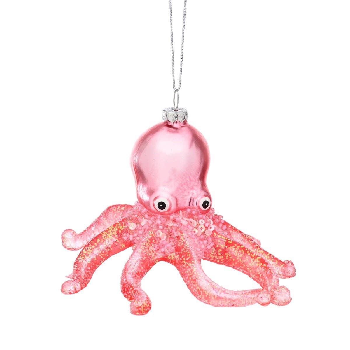 Glitzernde rosa Tintenfisch-Weihnachtskugel