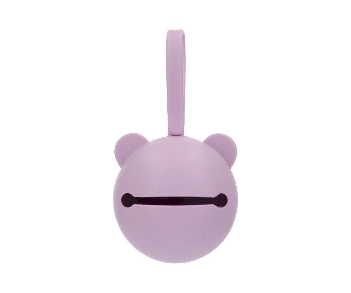 Porte-sucette en silicone Ours lilas