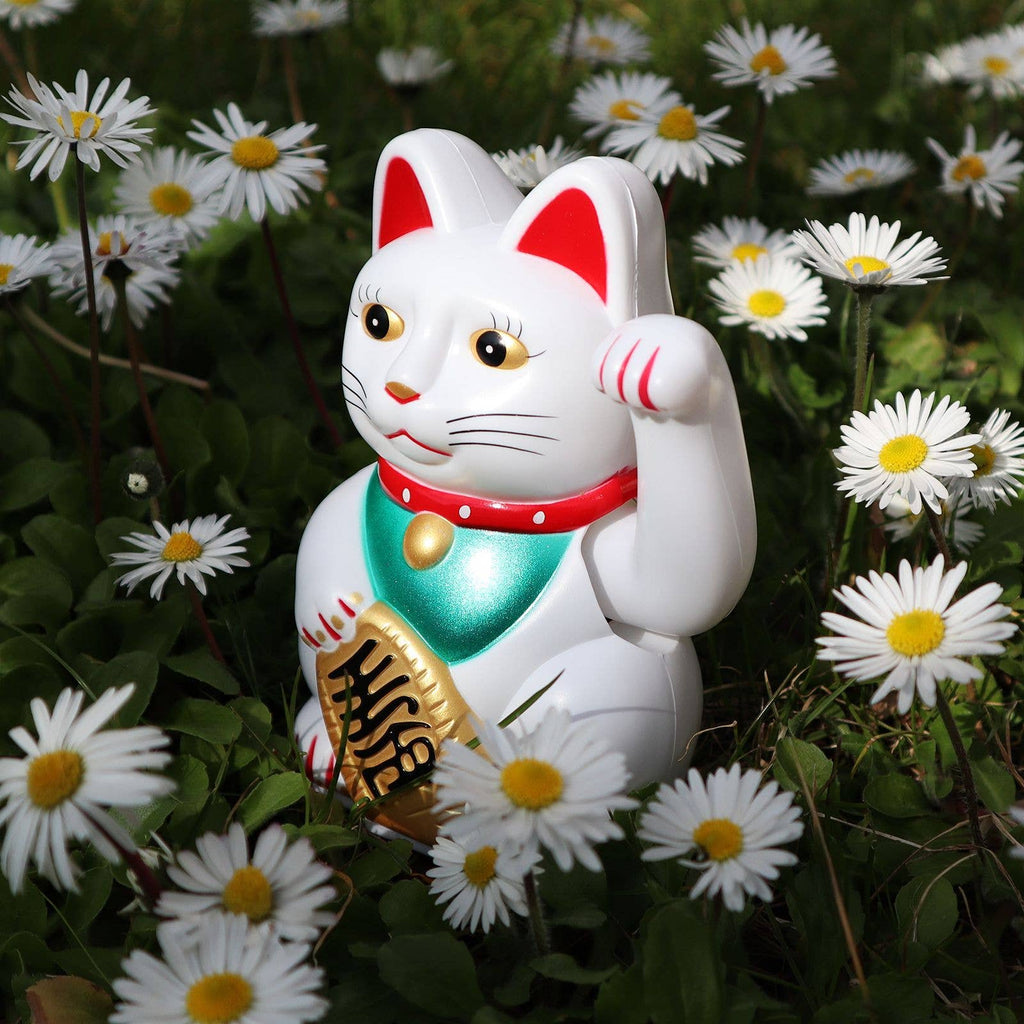 Chat chanceux blanc 13cm