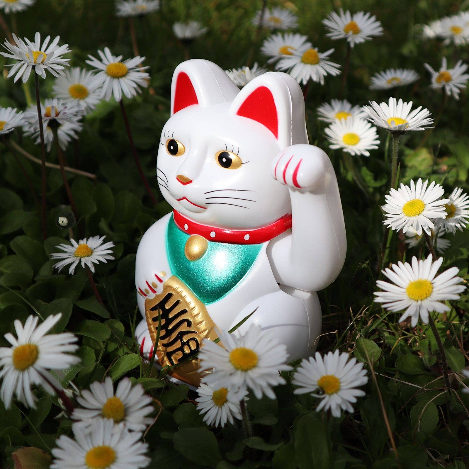 Chat chanceux blanc 13cm