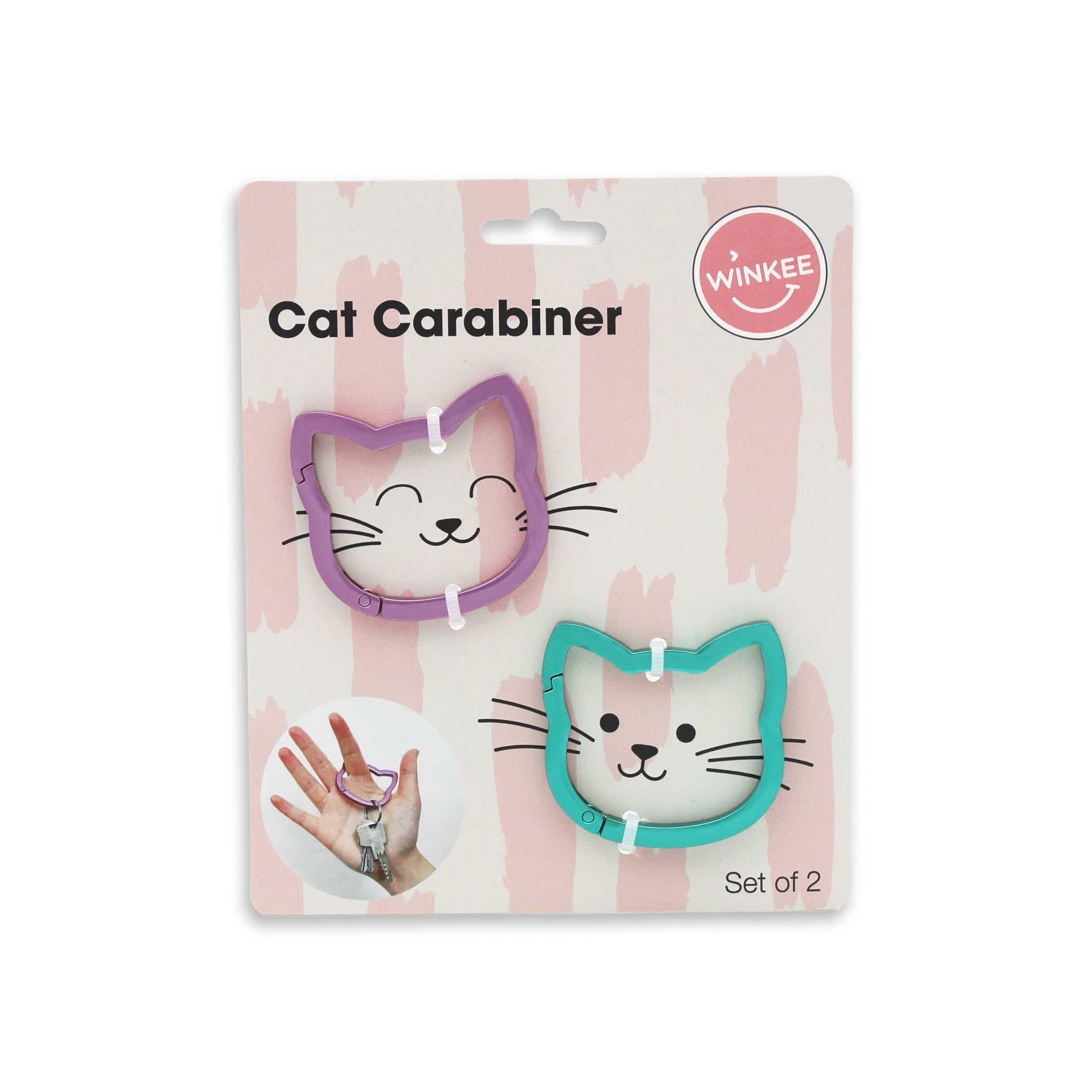 Ensemble de mousquetons Chats rose et turquoise