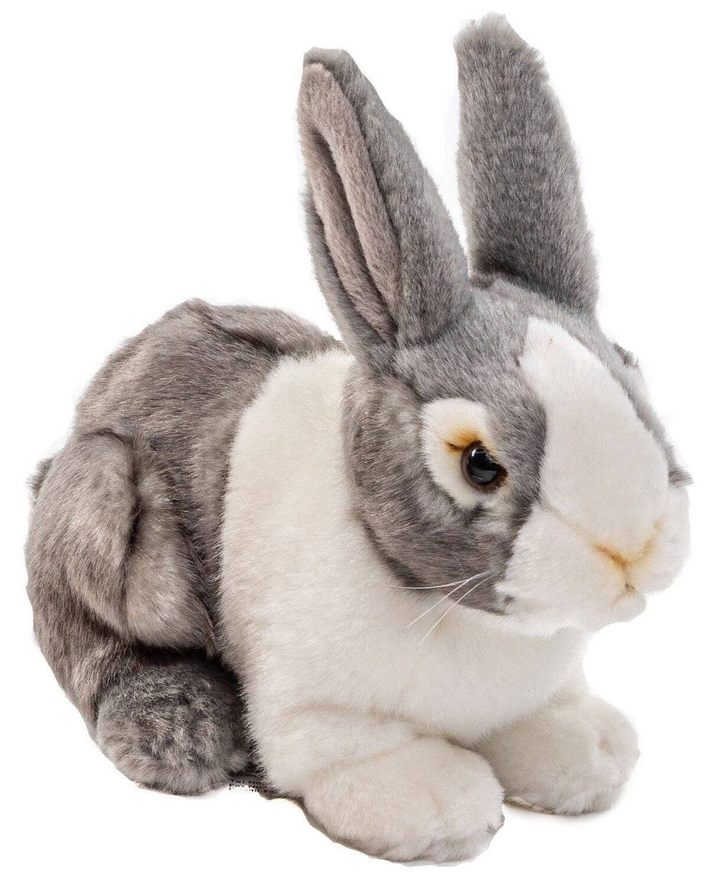 Lapin assis (gris-blanc) - peluche Uni Toys