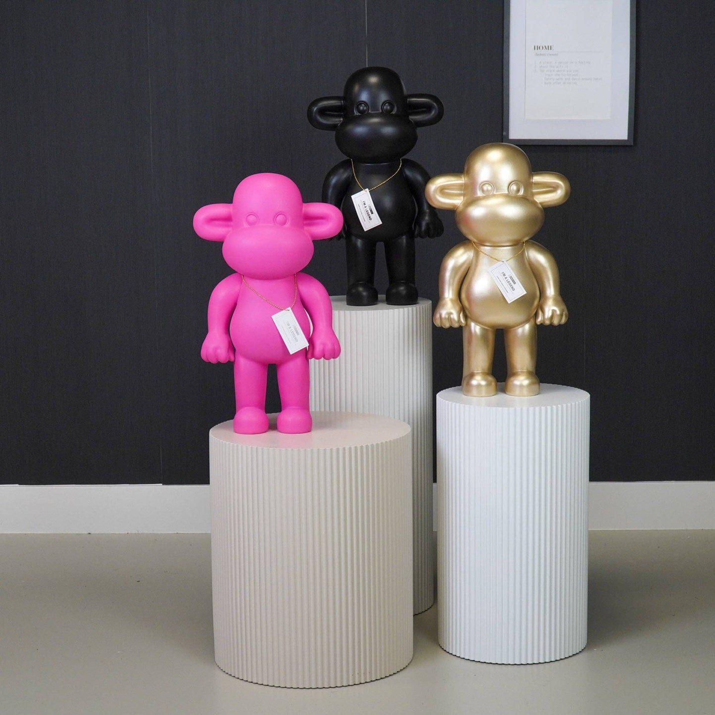 Ornement - Figurine Singe 'La Légende' - Polyrésine - Or - 33x21x50cm