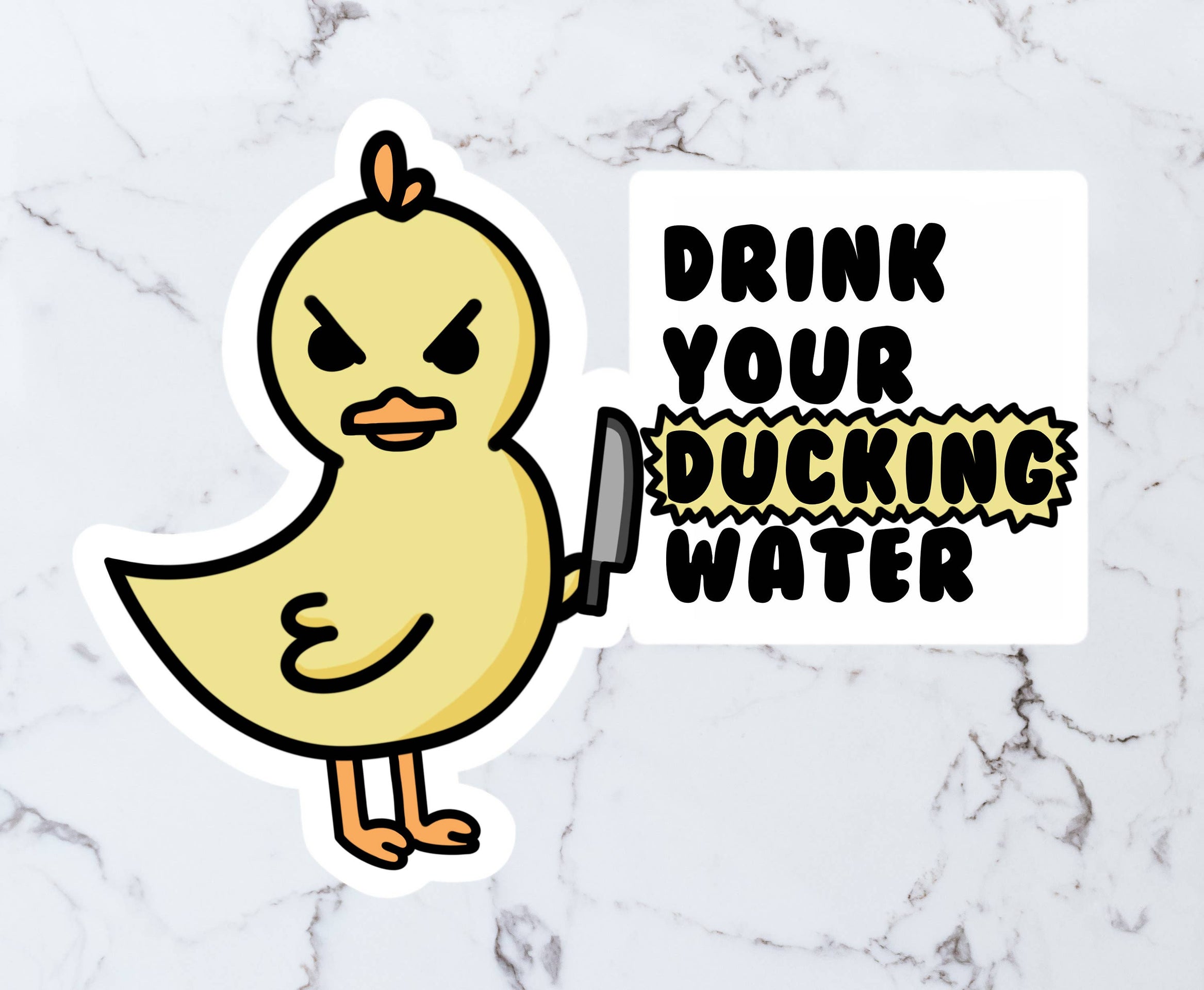 Pegatina de pato "Bebe tu agua de pato"
