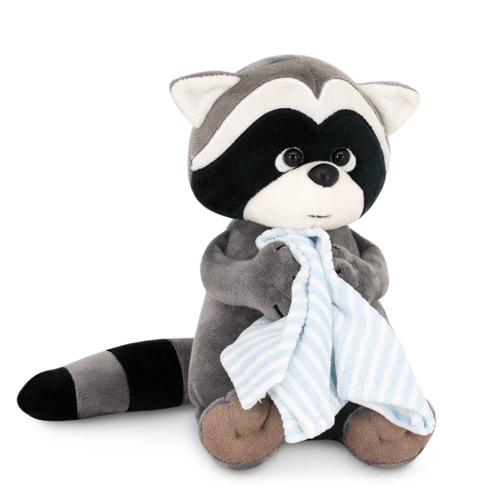 Peluche raton laveur Denny avec serviette 20 cm