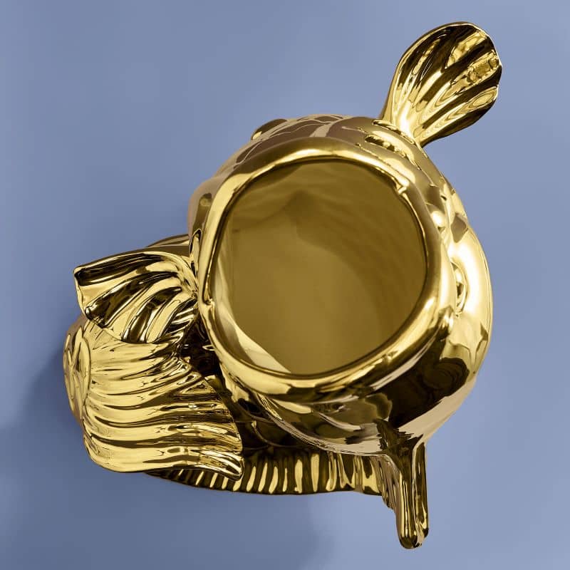 Goldene Blubb-Fischskulptur/Vase