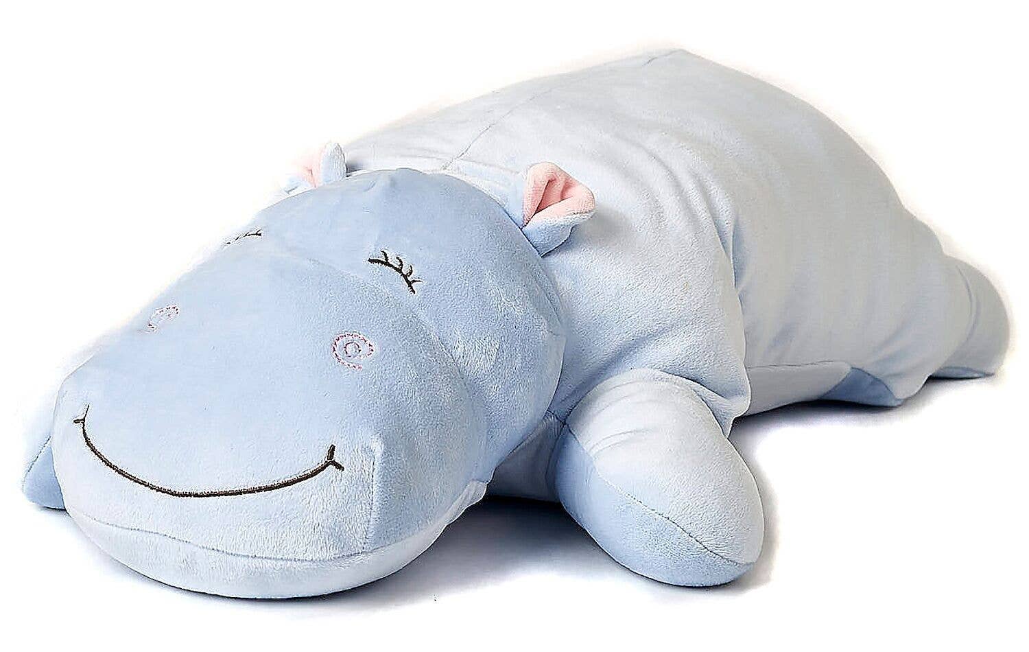 Coussin Hippopotame bleu clair Uni Toys