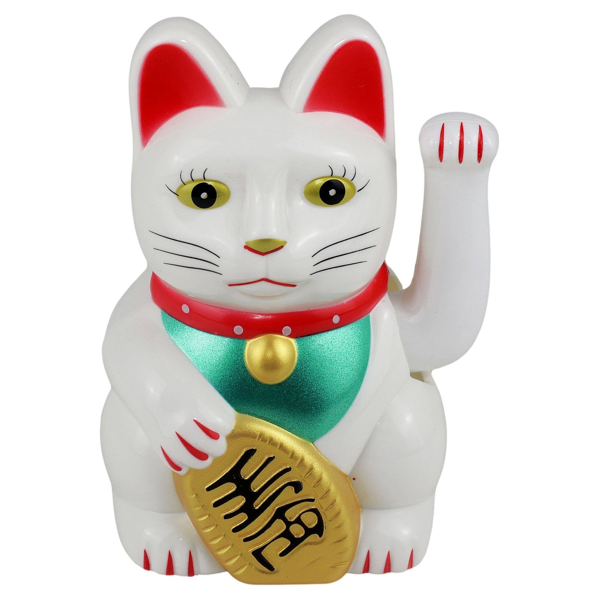 Chat chanceux solaire blanc 10,5 cm