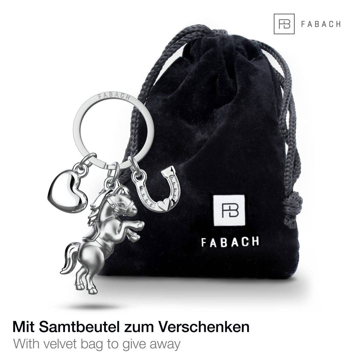 Porte-clés Cheval avec Cœur et Fer à cheval "Pony"