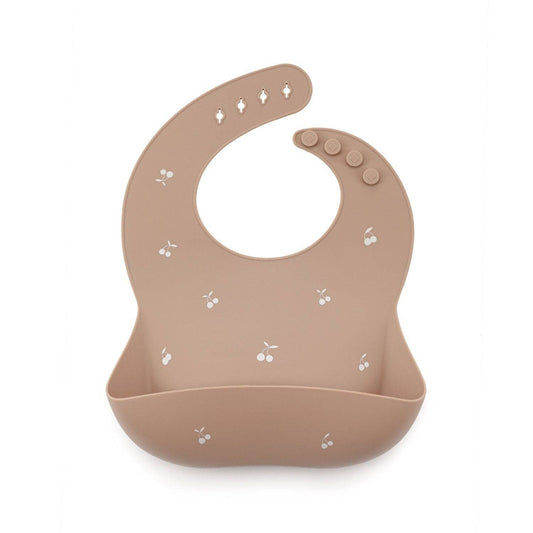 Bavoir en silicone Shayan Cerises - Taupe