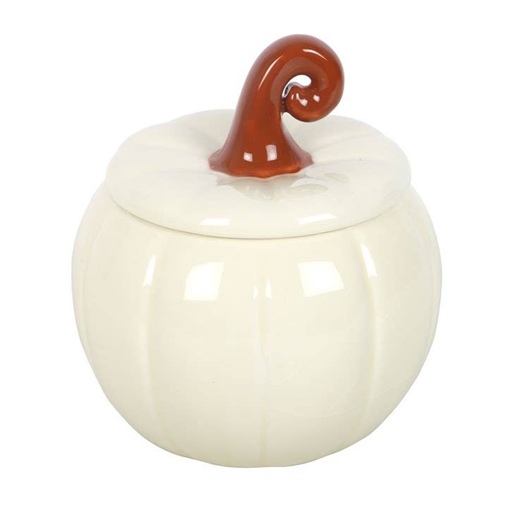 Brûle-parfum automnal citrouille blanche bouclée