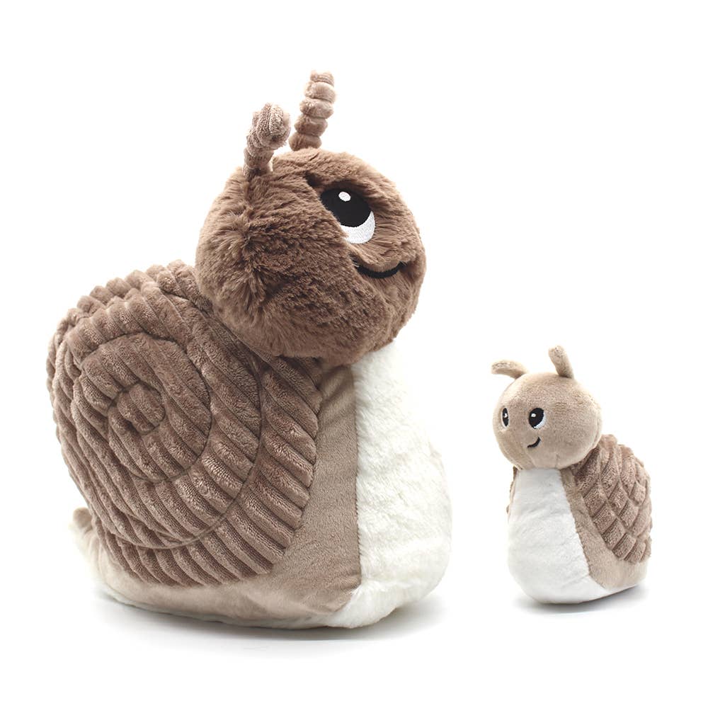 Speedou the snail mom and baby plush, brown and beige – Les Ptipotos
