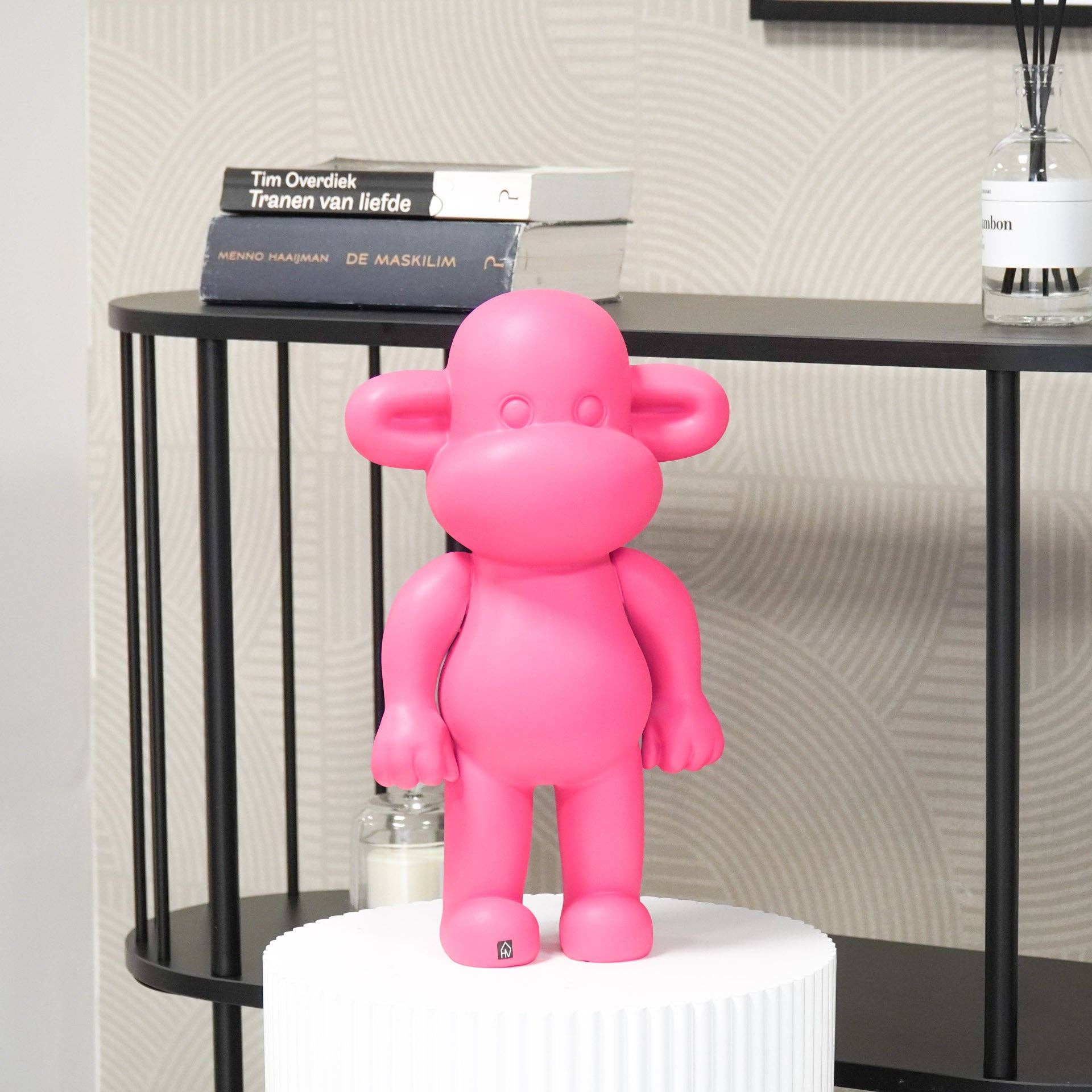 Ornement - Figurine Singe 'La Légende' - Résine - Rose - 33x21x50cm