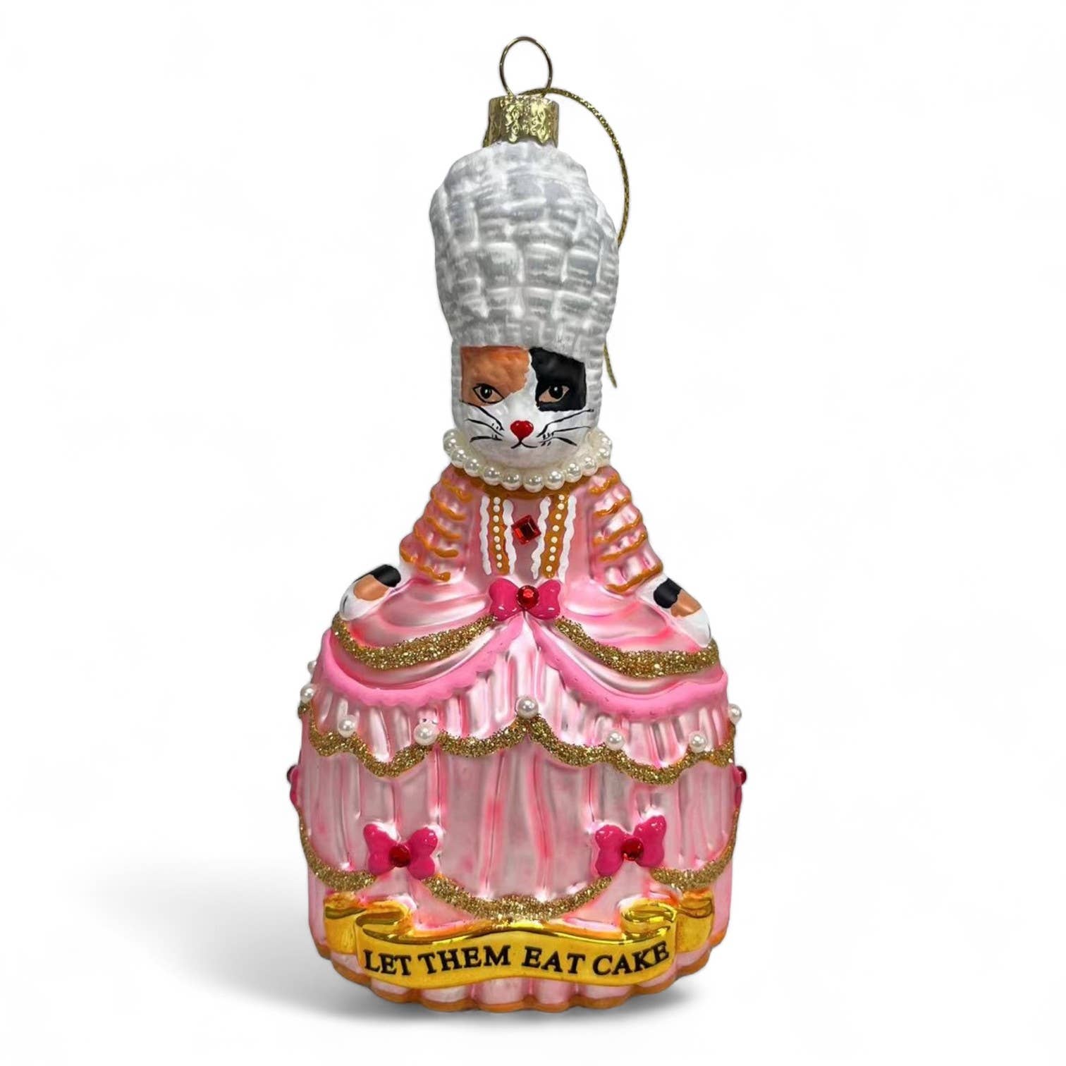 Christmas bauble Calico Cat Marie Antoinette “Let Them Eat”