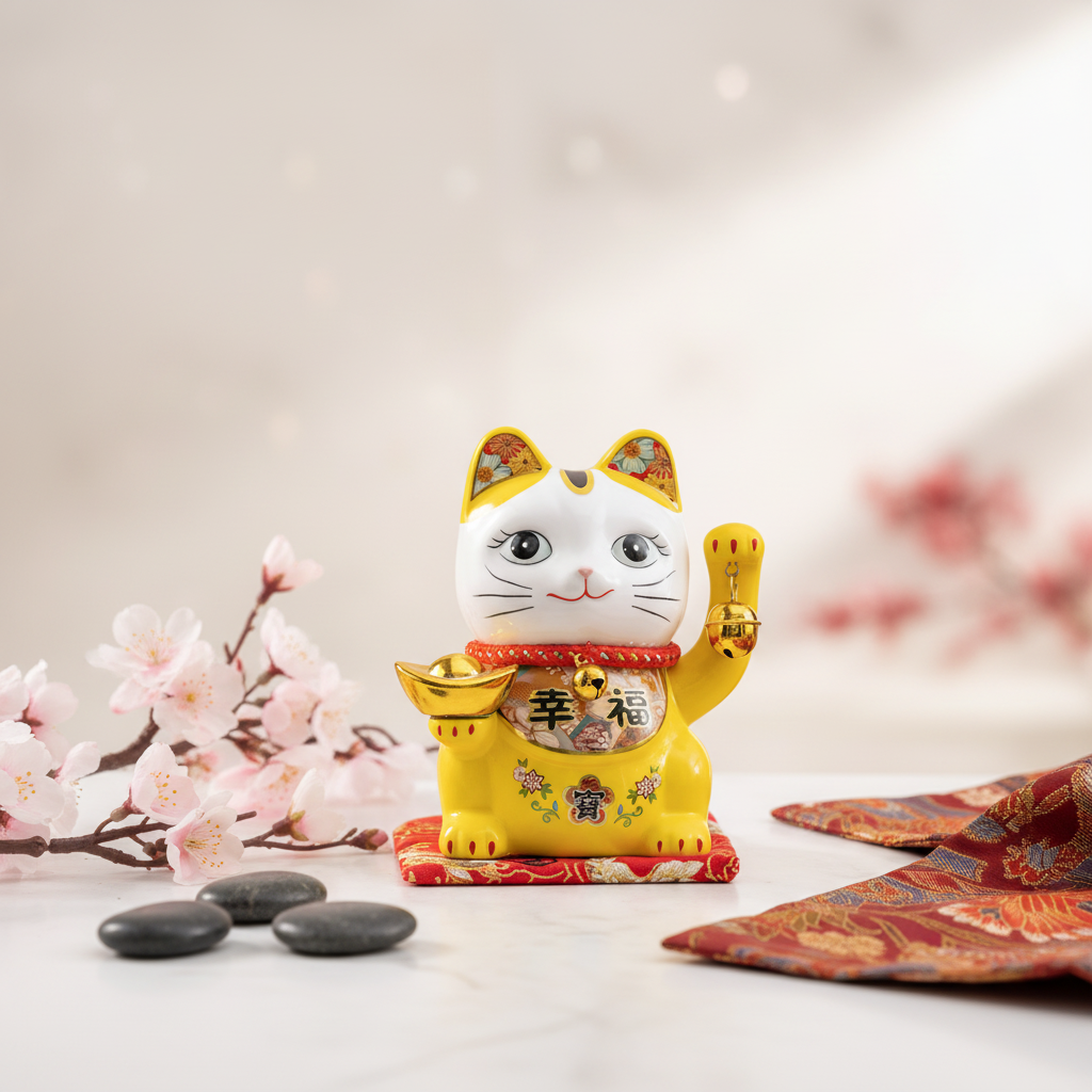 Tirelire Chat Chanceux Jaune