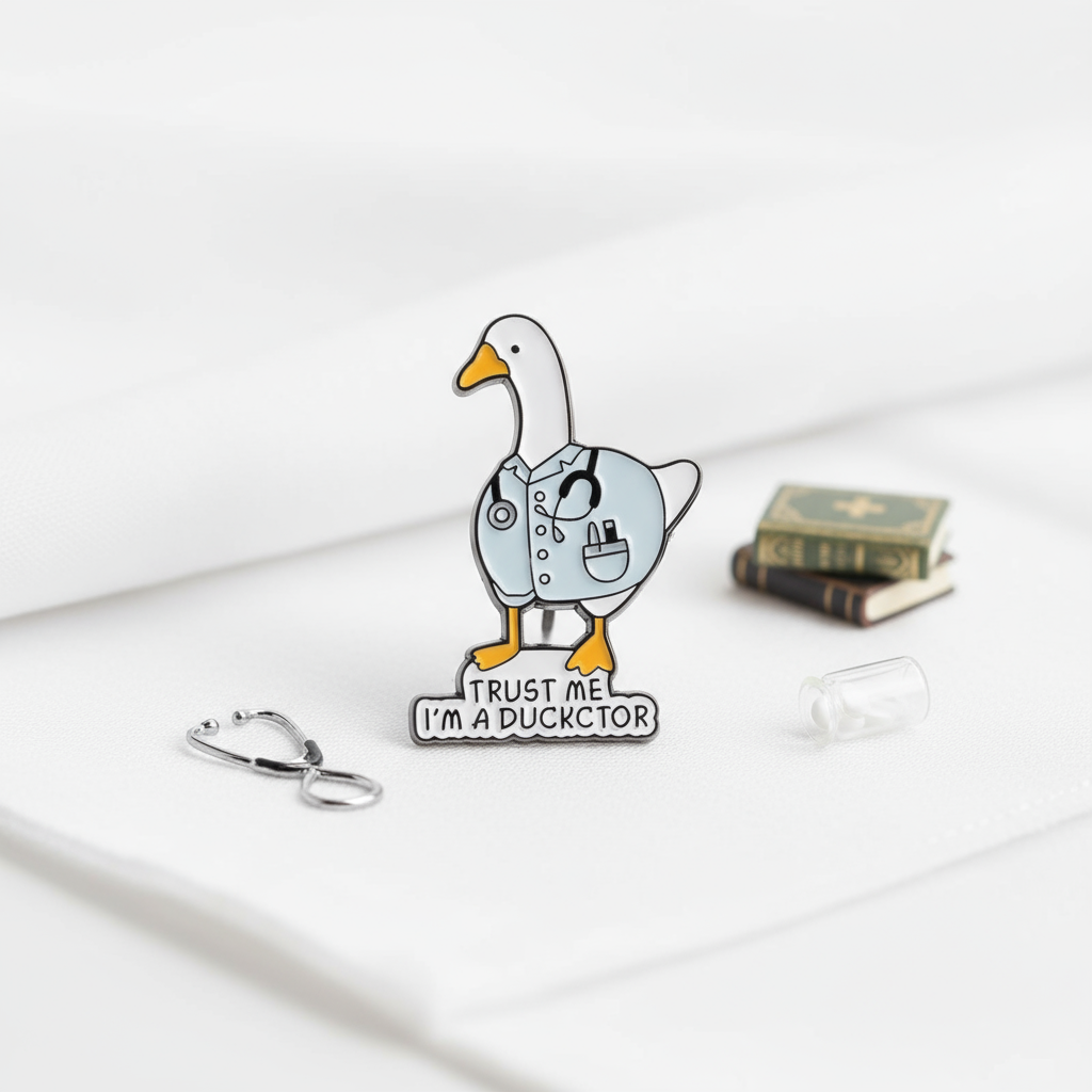Przypinka Ducktor Biała Kaczka
