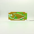 'Trophy Fish' Glass Neon Box Sign - Green